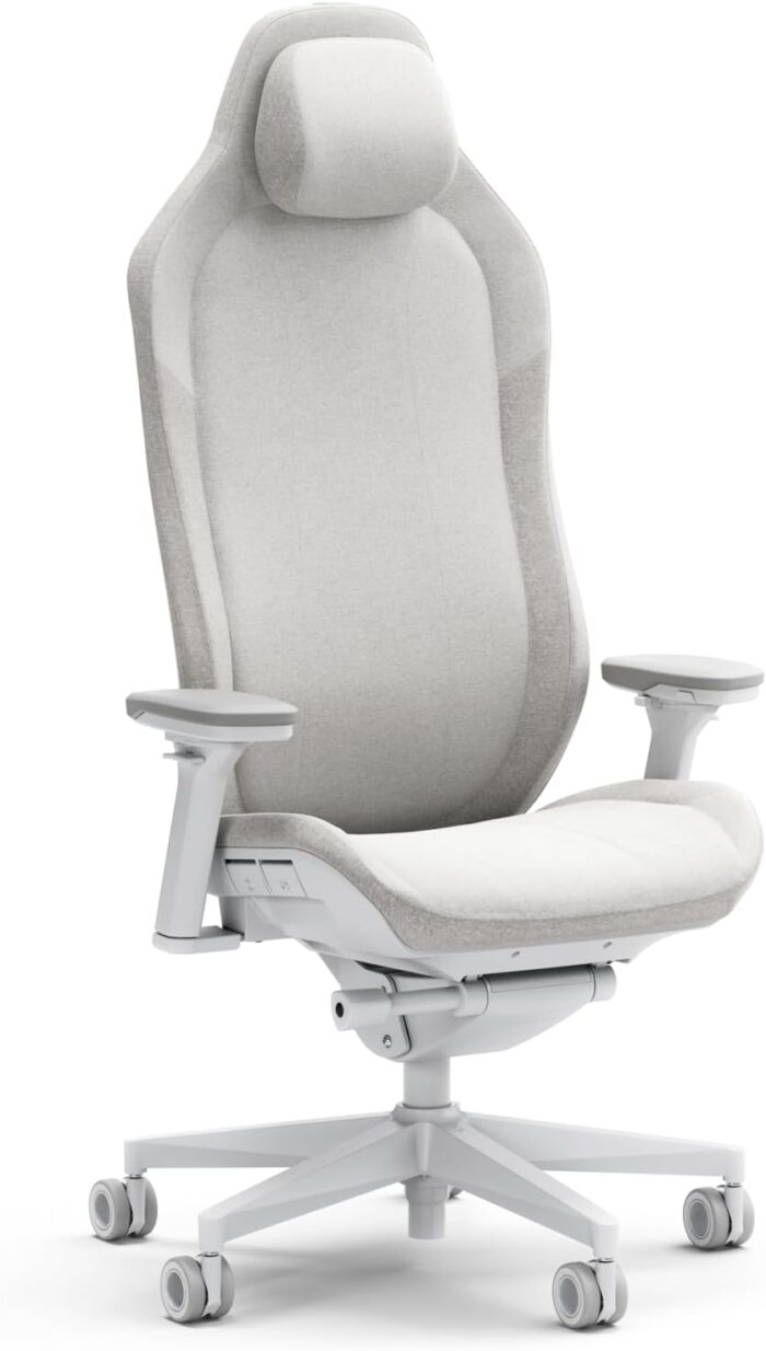 Fractal Design Refine Fabric Light Gaming Chair – Ergonomic Office Desk Chair Functionality with 4D Adjustable Armrests, High-Back Support, Lumbar Cushion, and Premium Fabric