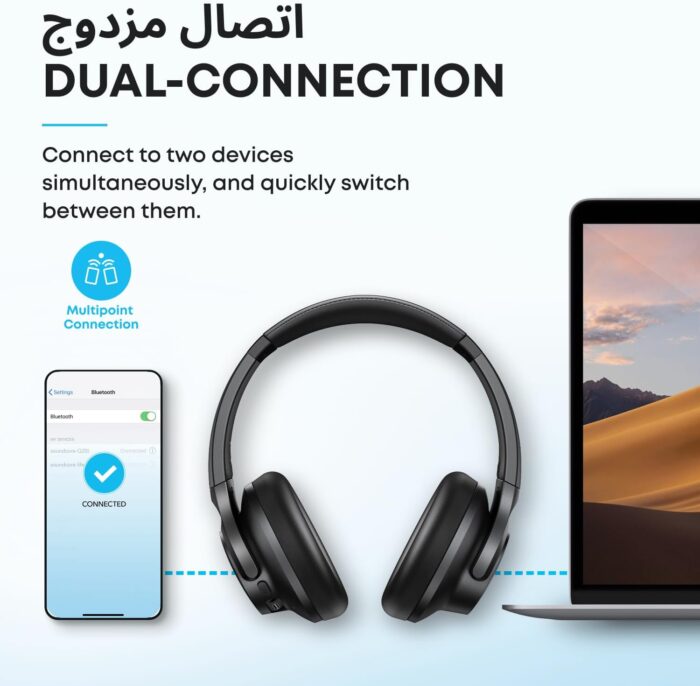 Soundcore by Anker Q20i Hybrid Active Noise Cancelling Headphones, Wireless Over-Ear Bluetooth, 40H Long ANC Playtime, Hi-Res Audio, Big Bass, Customize via an App, Transparency Mode - Image 7