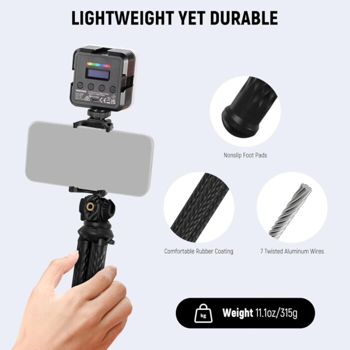 NEEWER Flexible Tripod with Remote Control, Mini Camera Kickstand with Smartphone Port and Action Cam Mount Compatible with iPhone GoPro Hero 12 11 10 DJI Insta360 Samsung for Vlog, TP34 - Image 7