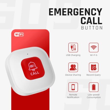 UanTii Tuya WiFi Smart SOS Button Emergency Help Button Wireless Caregiver Pager Phone Alert Transmitter Emergency Call Button for Kids Elderly Patient, No Hub Required