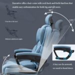 Forubar Office Chair Ergonomic Desk Chair with Footrest & Armrest, High Back Executive Office Chair, Home Computer Reclining Chair for Work, Max 200kg (Linen-With Footrest, Blue) - Image 6