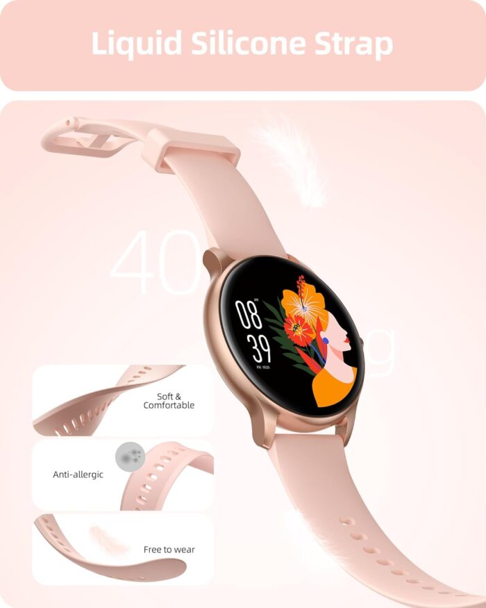 Parsonver Smart Watch for Women(Answer/Make Calls), HD Screen Fitness Tracker IP68 Waterproof, 100+ Sport Modes, Heart Rate/Sleep/SpO2/Steps Monitor, Round Smartwatch for Android & iPhone, Rose Gold - Image 7