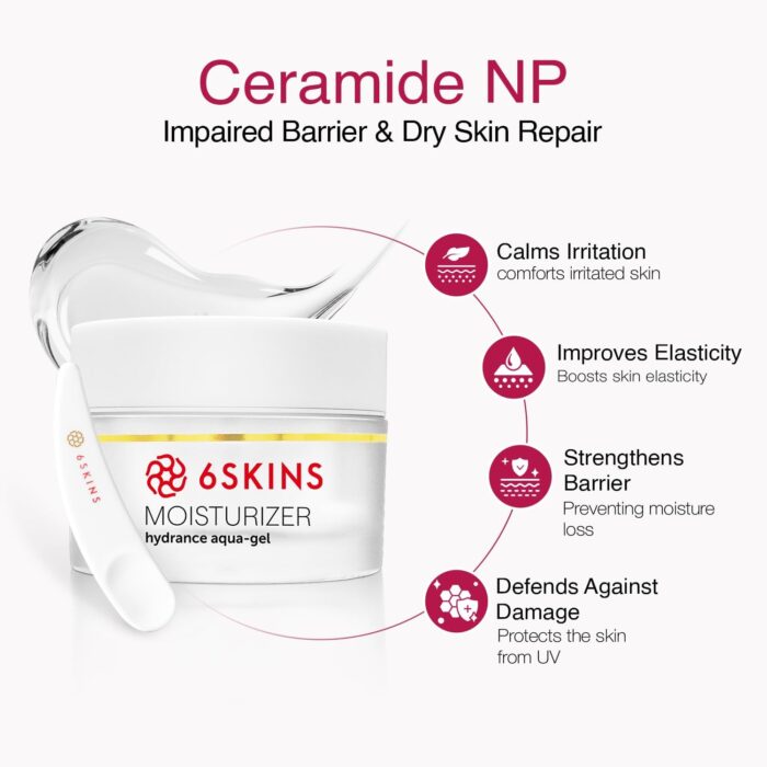 6SKINS® Aqua Gel Face Moisturizer with Niacinamide and Ceramides, Ultra Light Daily Moisturizer Face Cream - K Beauty Skincare for Plumping & Glowing Skin, For All Skin Types Non-Greasy 50ml / 1.7 oz - Image 4