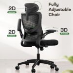 LAVORO ART Ergonomic Office Chair Computer Desk Chair Hold up to 135 Kg High Back Mesh and Adjustable Lumbar Support Rolling Home Office Desk Chairs Comfortable Gaming Work Wheel 3D Armrests Headrest - Image 3