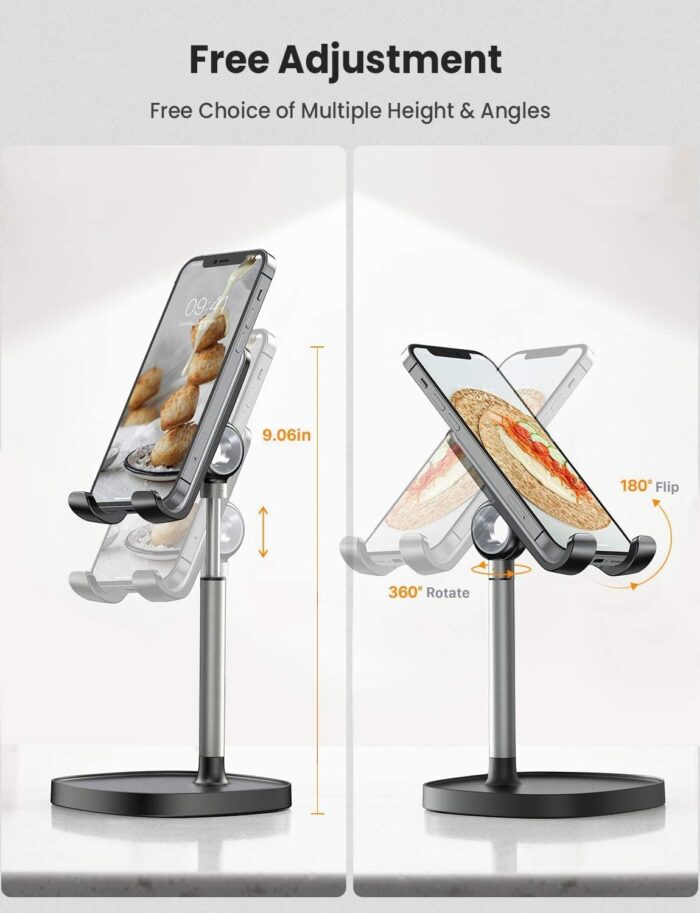 LISEN Mobile Phone Stand Adjustable iPad Stand for Desk, Office Desk Phone Accessories Fits for All Mobile Phones, iPhone, Switch, Kindle, iPad, Tablet 4-10in - Image 4