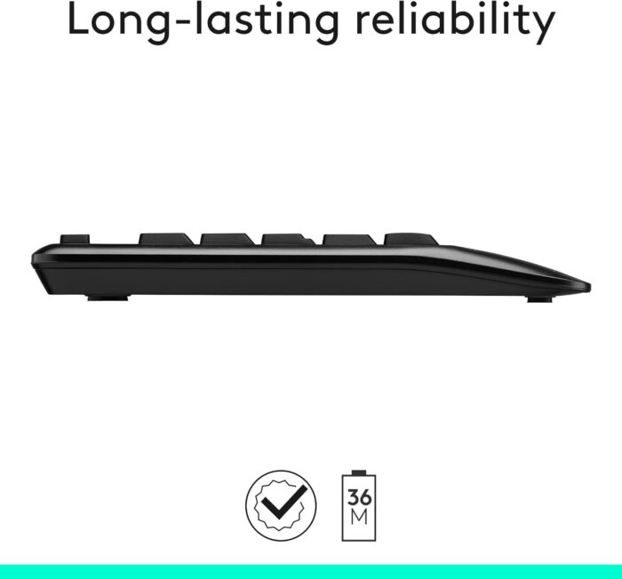 Logitech MK345 Wireless Keyboard and Mouse Combo, Full-Sized Keyboard with Palm Rest, Right-Handed Mouse, 2.4 GHz Wireless USB Receiver, Compatible with PC, laptop, Arabic Layout - Black - Image 6