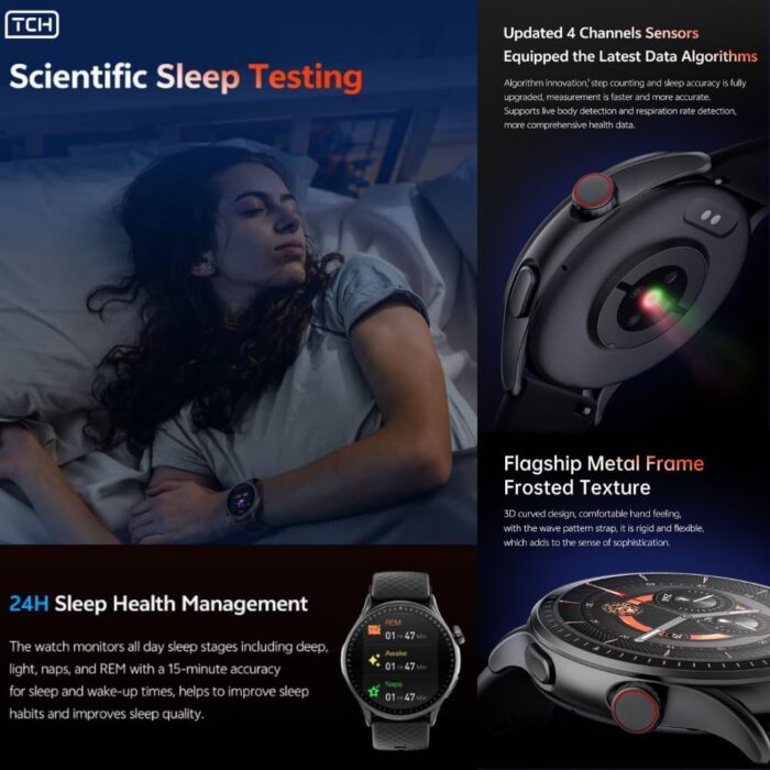 TCH Smart Watch Z40+ Tech Sense for Men Women Bluetooth Calls/SMS, Fitness watches Activity Tracker with Heart Rate, Blood Oxygen, KCAL, IP68 Waterproof, smartwatches For Android+iOS - Image 4