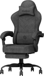 Submi Gaming Chairs, Ergonomic Gaming Chair with Footrest for Adults, Technology Fabric Computer Chair with Headrest and Lumbar Support, Reclining Chair PC Office Chair, High Back, 350 LBS, Black