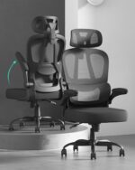 Submi Office Chair Ergonomic Office Chair with Flip-up Armrest & Headreat, Mesh Computer Chairs for Adult and Teens, Height Adjustable Home PC Work Chair with Lumbar Support, 350lbs, Black