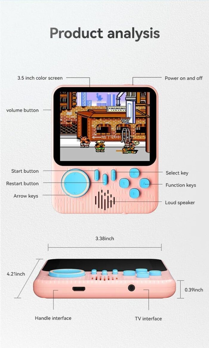 Neo Classic G7 Handheld Retro Video Game Console with 666 Games- 3.5inch LCD Screen Supports TV- Gift for Kids (Green) - Image 3