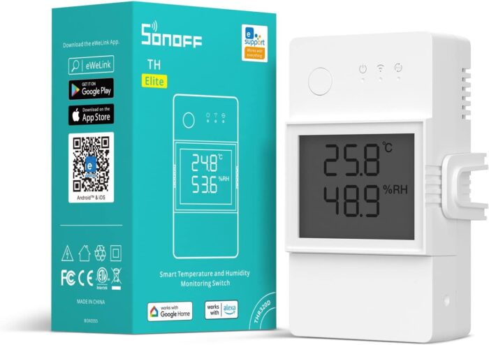 SONOFF THR320D 20A Smart Temperature and Humidity Monitoring Switch,Compatible with Alexa, Google Home,RJ9 4P4C Interface