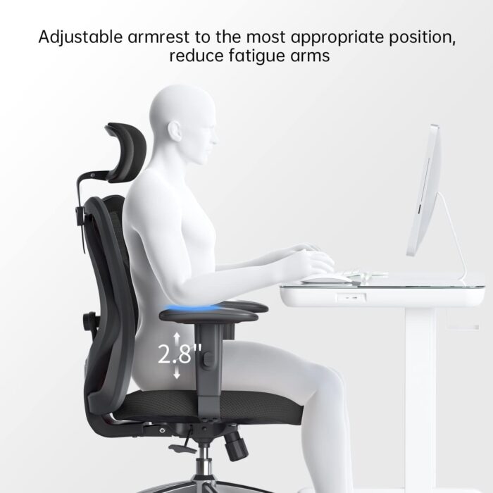 SIHOO M18 Ergonomic Desk Chair, Swivel Chair With Adjustable Lumbar Support, Headrest And Armrest, Height Adjustment and Rocker Function, Back-Friendly Office Chair, Load Capacity: up to 150 kg - Image 5