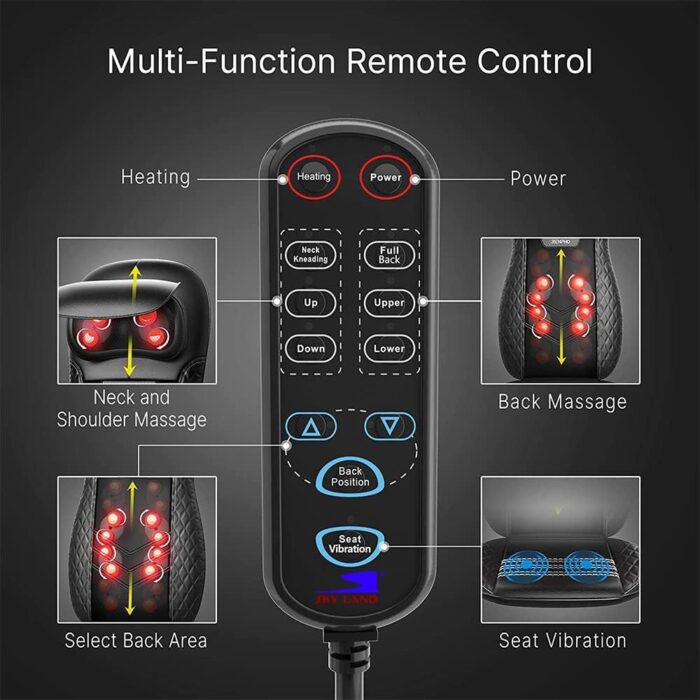 SKY LAND Neck & Back Massager with Heat, Full Back Kneading Shiatsu or Rolling Massage, Adjustable Intense Vibration Massage Seat Pad with Height Adjustment -EM-5227 - Image 6