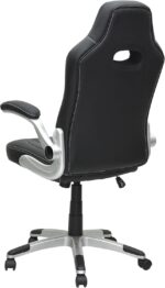 Multi Home Furniture Black PU Leather Office Chair – Ergonomic Chair with Flip-Up Armrests, Adjustable Height & Lumbar Support, Gaming Chair, Swivel Desk Chair, Computer Chair for Home Office & Study - Image 5