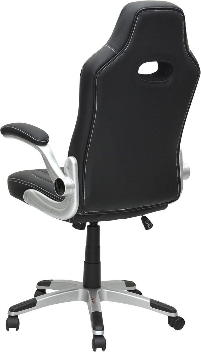 Multi Home Furniture Black PU Leather Office Chair – Ergonomic Chair with Flip-Up Armrests, Adjustable Height & Lumbar Support, Gaming Chair, Swivel Desk Chair, Computer Chair for Home Office & Study - Image 5