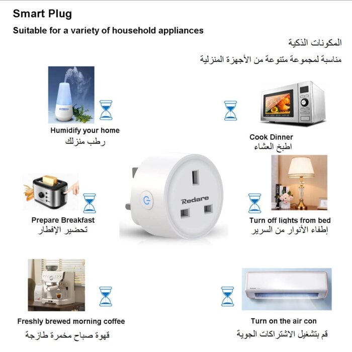 Redare Smart Plug,WiFi Plugs Alexa,16A Mini Outlet Compatible with Alexa and Google Home, Mini Socket with Remote & Voice Control with Electricity Statistics Timer Function, No Hub Required(2 pack ) - Image 7