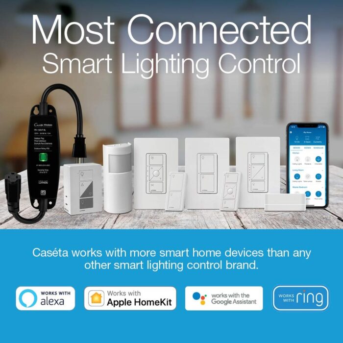 Lutron Caseta Smart Lighting Smart Hub for Light Bulbs and Fans, Works w/Alexa, Apple Homekit, Google Home, 75 Device Capacity, L-BDG2-WH, White - Image 2
