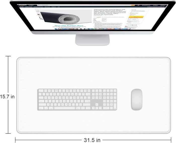 Dapesuom Large Gaming Mouse Pad, Extended Mousepad with Stitched Edges, Water Resist Keyboard Pad with Non-Slip Base, Big XXL Mousepad Desk Mat for Gamer, Laptop, Office, 31.5x15.7in, Ivory White - Image 2