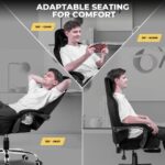 GTPLAYER Gaming Chair - Breathable Fabric with Pocket Spring Cushion and Linkage Armrests, High Back Ergonomic with Lumbar Support and Footrest (Velvet Black) - Image 9