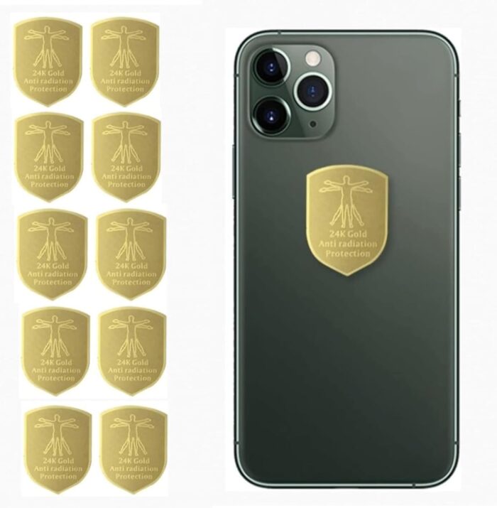 10pcs Protection Stickers – Anti Radiation Shield for Phones, Laptops & Electronics, 24K Gold Plated EMF Blocker for Mobile Devices & Home Appliances