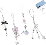 Duomama Cute Phone Charms Set - Strawberry, Butterfly, Star, Pink Aesthetic Accessories for Phone, Bag, Keychain,Camera - Decorate in Style
