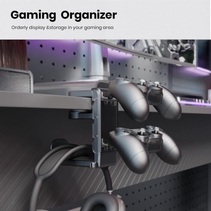 PAIFIEVD 3-in-1 Headphone Stand Holder,Headset Holder with Adjustable Clamp& Rotating Arm,Universal PC Gaming Accessory Headset Stand - Image 2