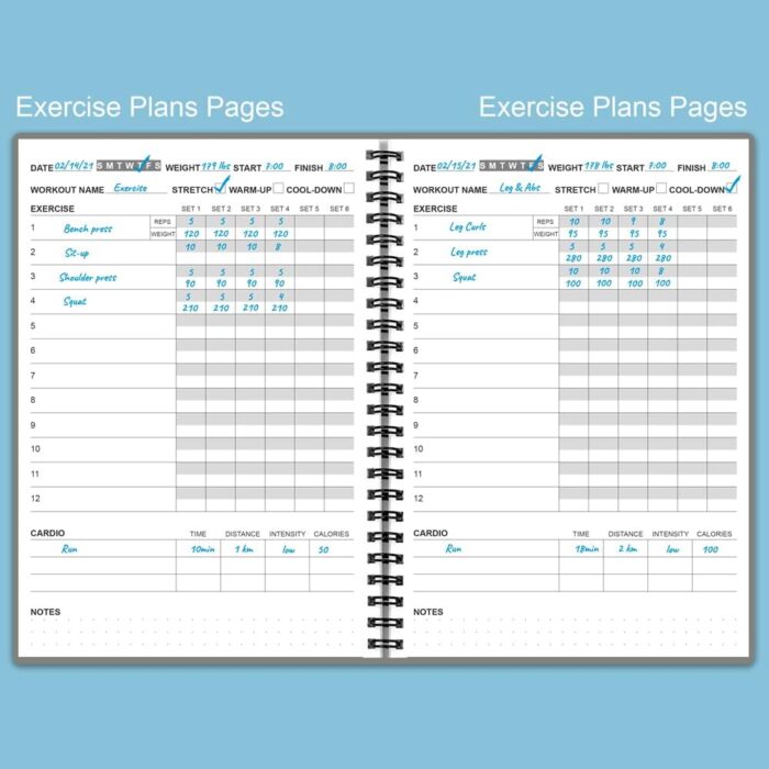 Nokingo Fitness Planner for Women & Men - A5 Workout Log Book/Exercise Workout Log to Track Weight Loss, GYM, Bodybuilding Progress - Daily Health & Wellness Workout Journals, 5.8X8.25 In Workout Book - Image 2