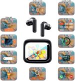BUDSIFY ANC+ENC Full Color Smart Touch Screen Earbuds, Digital Display, HIFI DSP Sound Quality, In-Ear Wireless Earphones with Stereo Surround Sound,Bluetooth Standard v5.4(black,white). (black)