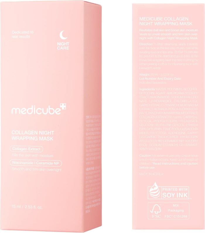 medicube Collagen Overnight Wrapping Peel Off Facial Mask Pack - Elasticity & Hydration Care, Reduces Sagging & Dullness - Hydrolyzed Collagen For Glowing Skin - Korean Skin Care, 2.53 fl.oz - Image 8