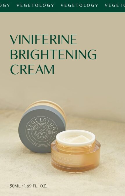 Vegetology Viniferine brightening cream | Korean Skincare brightening cream Hydrate and Moisturize Skin | Beauty Cream Regenerates and Even Out Skin Tone1.69oz 50ml