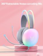 Gaming Headset with Microphone, RGB Rainbow Lighting, PC Wired Lightweight Gaming Headphones for PS4/PS5/Laptop/MAC, 3.5mm Audio Over Ear Headphone, Stereo Surround Sound, Self-Adjusting Headband - Image 3