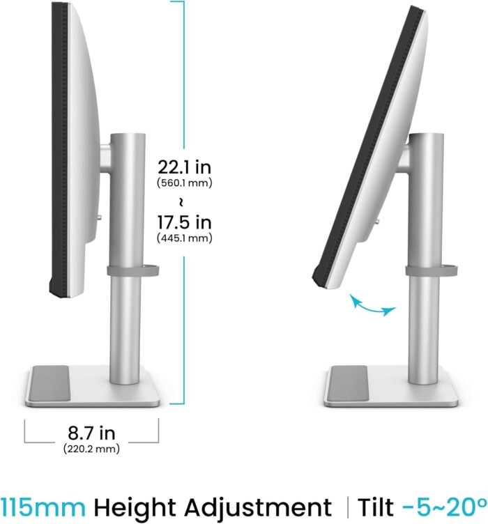 BenQ MA270U 27” 4K 3840x2160 Monitor for MacBook® Pro/Air, Dual USB-C, 90W Power Delivery, Mac Color Match, USB Hub, Brightness & Volume Control on Mac, Height & Tilt Adjustable Stand, P3 Color Gamut - Image 7