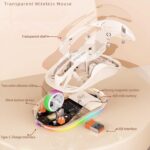 PUCHEN Upgraded Wireless Gaming Mice, Ergonomically Designed, Fully Transparent PC Shell, Adjustable DPI Silent Mouse, 3 Modes 2.4G/BT 1/BT 2 Mouse, Rechargeable Quiet Mouse (Khaki) - Image 4