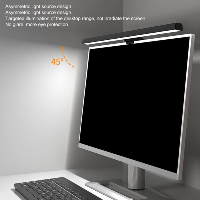 Dpofirs Computer Screen Monitor Lamp, PC Monitor Light Bar, e-Reading LED Lamp with Stepless Dimmable, Touch Control, Quick Reading Mode, 3 Color Temperature Adjustment, Timer 60min Off (White) - Image 3