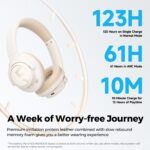 SoundPEATS Space Hybrid Active Noise Cancellation Headphones, Over Ear Headphones with 123H Playtime, Wireless Bluetooth Headset with Deep Bass, Hi-Res Audio, Multipoint Connection&App Customize EQ - Image 5