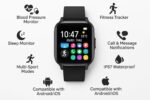 Smart Watch for Girls Boys Teens Men Women with Blood Pressure Monitor Fitness Tracker Call and Message Notification - Compatible with Android & iOS (Black) - Image 5