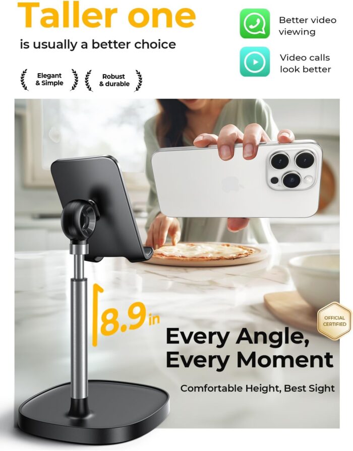 LISEN Mobile Phone Stand Adjustable iPad Stand for Desk, Office Desk Phone Accessories Fits for All Mobile Phones, iPhone, Switch, Kindle, iPad, Tablet 4-10in - Image 3