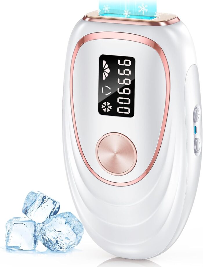 Oreeth IPL Laser Hair Removal Device for Women & Men – Home 45°F Ice-Cooling Contact for Painless & Long-Lasting Results, 86% Hair Reduction in 3 Weeks for Full Body & Bikini Line, White