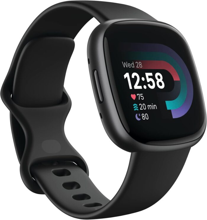 Fitbit Versa 4 Fitness Smartwatch with Daily Readiness, GPS, 24/7 Heart Rate, 40+ Exercise Modes, Sleep Tracking and more, Black/Graphite, One Size (S & L Bands Included) Bluetooth