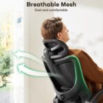 LAVORO ART Ergonomic Office Chair Computer Desk Chair Hold up to 135 Kg High Back Mesh and Adjustable Lumbar Support Rolling Home Office Desk Chairs Comfortable Gaming Work Wheel 3D Armrests Headrest - Image 5