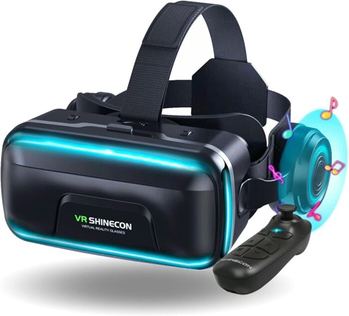 Azonee VR Glasses VR Headset Virtual Reality Glasses 3D with Bluetooth Remote Control Experience Games for Mobile Phone for Android/iOS 5.5-7.2 Inch Mobile Phones Children Adults Gift