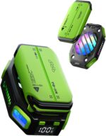 Magnetic Phone Cooler, Azonee Rechargeable Cooling Fan with RGB LED and Temperature Display, Semiconductor Phone Radiator for Mobile Gaming and Tiktok Live Streaming (Green)