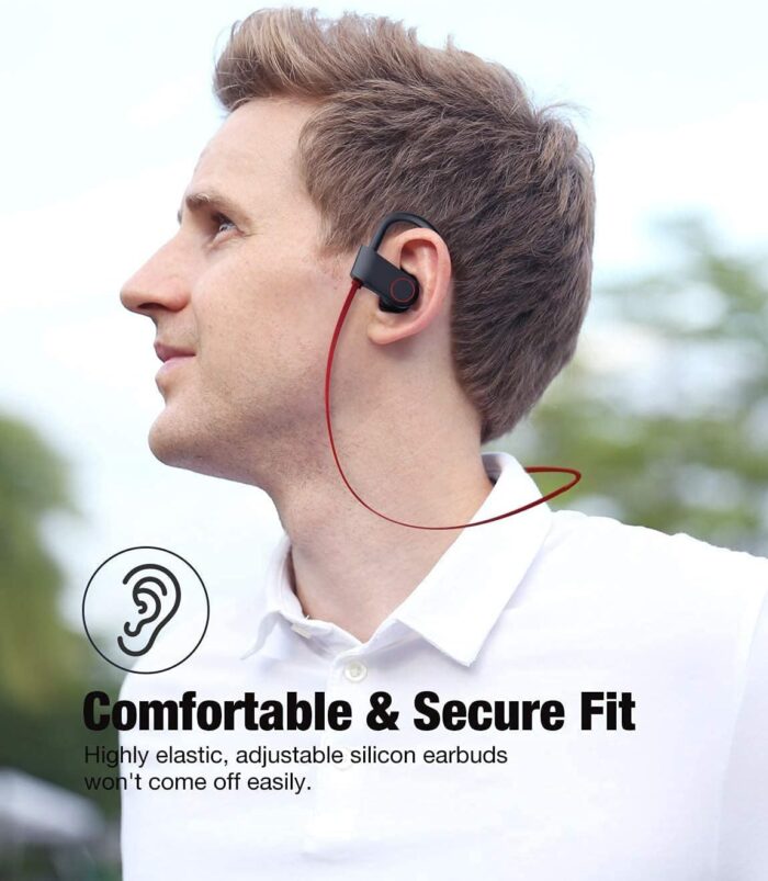 Otium Bluetooth Headphones, Best Wireless Earbuds IPX7 Waterproof Sports Earphones w/Mic HD Stereo Sweatproof in-Ear Earbuds Gym Running Workout 8 Hour Battery Noise Cancelling Headsets - Image 6