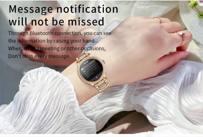 Smart Watches for Women (Answer/Make Call) with Diamonds, 1.3”HD Screen Bluetooth Smartwatch for Android iOS Phones, IP68 Waterproof Fitness Activity Trackers with Heart Rate/SpO2/BP/Sleep Monitor - Image 6