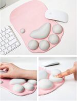 SAHENITEANA Wrist Rest, Cute Mouse Pad With Wrist Support, Cat Paw Design, Gifts for Office Desk Home Gaming, Kawaii Stuff, Ergonomic Mouse Pad, Desk Accessories Supplies (Pink) - Image 4