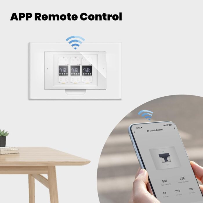 MOES WiFi Smart Energy Meter with LCD Display - Real-Time Power Monitoring, Remote Control via Tuya App, Works with Alexa & Google Home (V0 Fireproof, 6-80A Adjustable) - Image 5