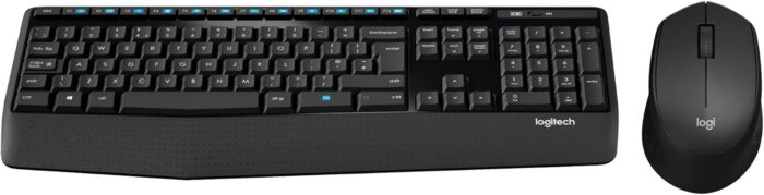 Logitech MK345 Wireless Keyboard and Mouse Combo, Full-Sized Keyboard with Palm Rest, Right-Handed Mouse, 2.4 GHz Wireless USB Receiver, Compatible with PC, laptop, Arabic Layout – Black