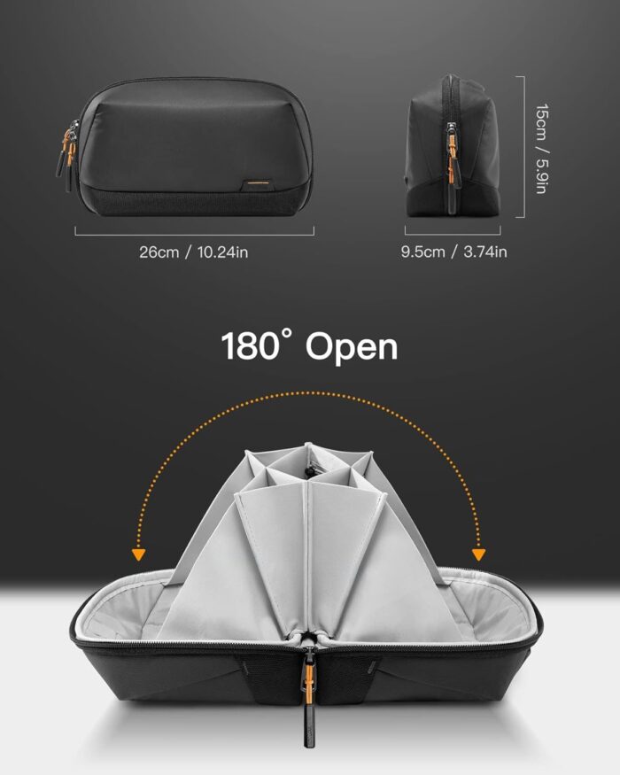 BIGTHREE Electronics Case, 180° Opening Cable Organizer, Electronics Accessories Travel Bag, Gadgets Organizer Splashproof, Battery Storage Case for daily use and travel. - Image 2