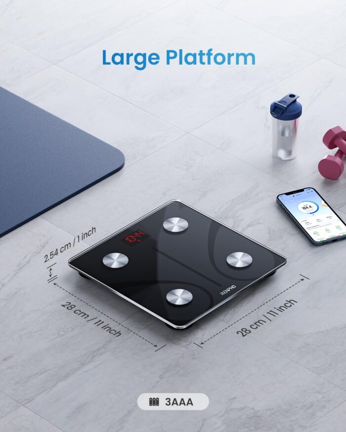 RENPHO Body Fat Scale Smart BMI Scale Digital Bathroom Wireless Weight Scale, Body Composition Analyzer with Smartphone App sync with Bluetooth, 396 lbs - Black, Elis 1 - Image 7