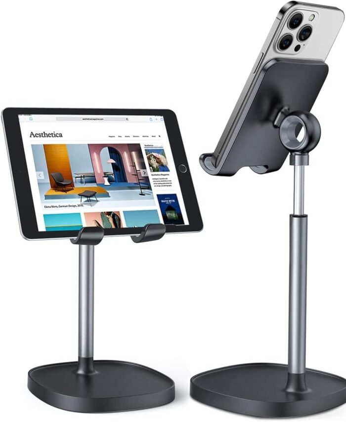 LISEN Mobile Phone Stand Adjustable iPad Stand for Desk, Office Desk Phone Accessories Fits for All Mobile Phones, iPhone, Switch, Kindle, iPad, Tablet 4-10in